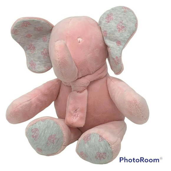 RALPH LAUREN Pink Elephant 16" Plush with Scarf Polo Logo Soft Baby Stuffed Toy - Picture 1 of 4